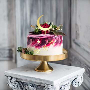 Gyufise 7Pcs Acrylic Moon Star Cupcake Toppers for Parties