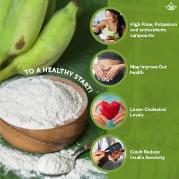 LiveKuna Organic Plantain Flour - Gluten Free All Purpose Flour Alternative For Baking & Cooking Recipes - Grain Free Vegan Plantain Flour, Rich In Fiber & Vitamins for Keto & Paleo Diets, 32oz Bag