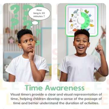 Visual Timer for Kids, Toddler, Autism, ADHD & Preschool Classroom - Animal Silent Countdown Timers - 60 Minute Productivity & Time Management Clock (Dinosaur)