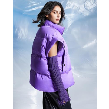 Orolay Women's Puffer Down Vest Oversized Warm Sleeveless Jacket Fashion Quilted Outerwear Gilet with Stand Collar Purple Small