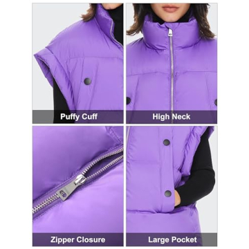 Orolay Women's Puffer Down Vest Oversized Warm Sleeveless Jacket Fashion Quilted Outerwear Gilet with Stand Collar Purple Small