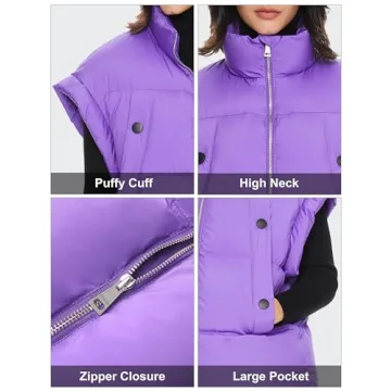 Orolay Women's Puffer Down Vest Oversized Warm Sleeveless Jacket Fashion Quilted Outerwear Gilet with Stand Collar Purple Small
