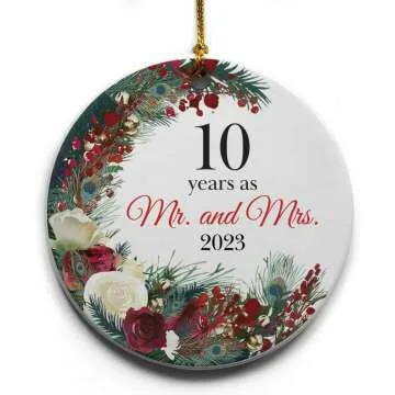 10th Wedding Anniversary Ceramic Christmas Ornament