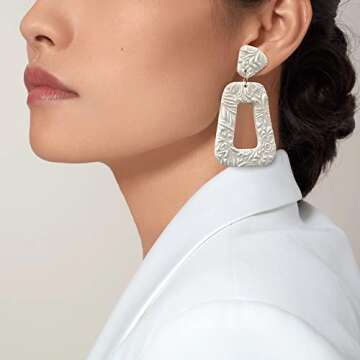 Shrandi Handmade White Dangle Earrings for Women