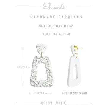 Shrandi Handmade White Dangle Earrings for Women