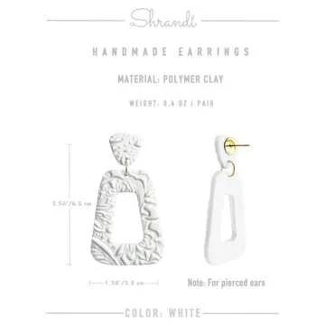 Shrandi Handmade White Dangle Earrings for Women