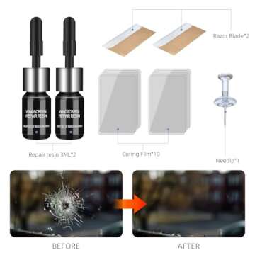 Windshield Crack Repair Kit, 2 Bottles Nano Glass Crack Repair Liquid Quick Windshield Repair for Ch...