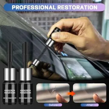 Windshield Crack Repair Kit, 2 Bottles Nano Glass Crack Repair Liquid Quick Windshield Repair for Chips and Cracks, Bulls-Eye and Star-Shaped Crack-darkblack