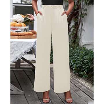 GRAPENT Summer Pants Women Stretchy Work Pants for Women Slacks for Women Work Casual Women Business Pants White Pants High Waisted Trousers Color Vanilla Ice Size Medium Size 8 Size 10