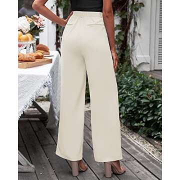 GRAPENT Summer Pants Women Stretchy Work Pants for Women Slacks for Women Work Casual Women Business Pants White Pants High Waisted Trousers Color Vanilla Ice Size Medium Size 8 Size 10
