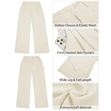 GRAPENT Summer Pants Women Stretchy Work Pants for Women Slacks for Women Work Casual Women Business Pants White Pants High Waisted Trousers Color Vanilla Ice Size Medium Size 8 Size 10