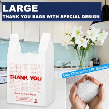 YoYoRain White Thank You T-Shirt Grocery Bags 100PCS