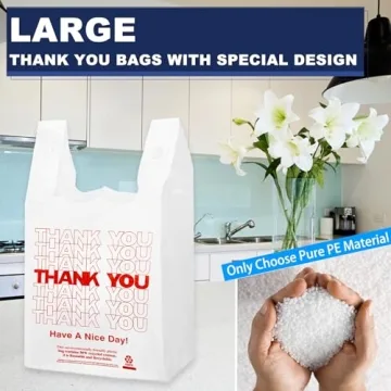 YoYoRain White Thank You T-Shirt Grocery Bags 100PCS