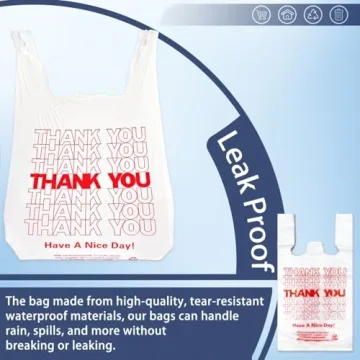 YoYoRain White Thank You T-Shirt Grocery Bags 100PCS