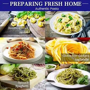 Pasta Maker Machine - Heavy Duty Steel Construction - 150 Roller with Pasta Cutter - 7 Adjustable Thickness Settings, Hand Crank and Instructions