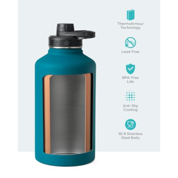 BUZIO Insulated 64 oz Water Bottle with Carrying Pouch