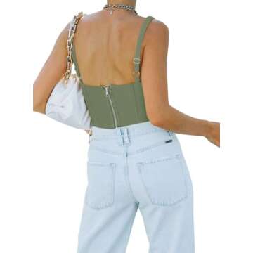 REORIA Women's Summer Sexy Square Neck Sleeveless Trendy Night Club Cropped Tank Top Cute Going Out ...