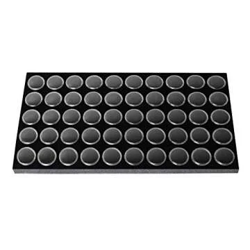 Ikee Design Jewelry Storage Tray Insert, 50 Gemstone Display Jars, Black Foam Liner, Home Organization, 14 1/4 x 7 3/4 x 3/4 in
