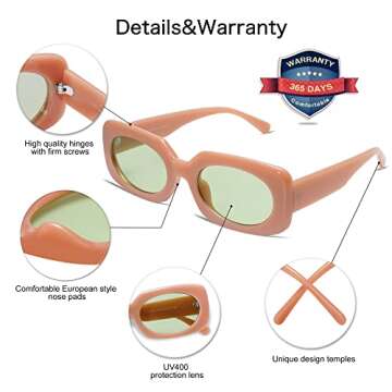 VANLINKER Rectangle Sunglasses for Women Retro Trendy Fashion Eyewear Narrow Thin Square Frame UV400 Protection VL9624 Pink