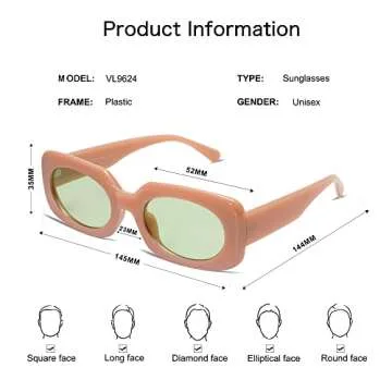 Trendy VANLINKER Rectangle Sunglasses for Women
