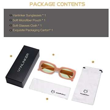 VANLINKER Rectangle Sunglasses for Women Retro Trendy Fashion Eyewear Narrow Thin Square Frame UV400 Protection VL9624 Pink