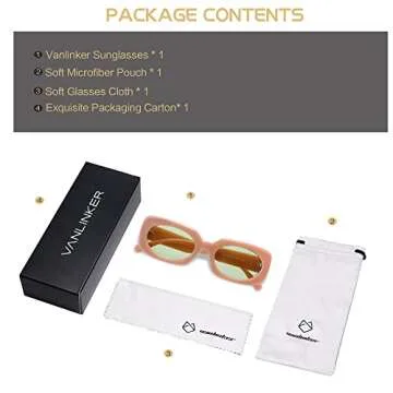 Trendy VANLINKER Rectangle Sunglasses for Women