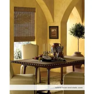 Cordless Woven Wood Roman Shades, 39W x 72H, Ashbury Camel, Sizes 20-72 Wide and 24-72 High