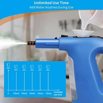 Handheld Steam Cleaner, Steamer for Cleaning, with Steam Lock Button for Hands-free Steaming, Continuous Steam with Unlimited Use Time, 120℃ Pressurized Steam, Full Accessory Set for Home, Bathroom