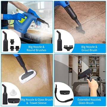 Handheld Steam Cleaner, Steamer for Cleaning, with Steam Lock Button for Hands-free Steaming, Continuous Steam with Unlimited Use Time, 120℃ Pressurized Steam, Full Accessory Set for Home, Bathroom