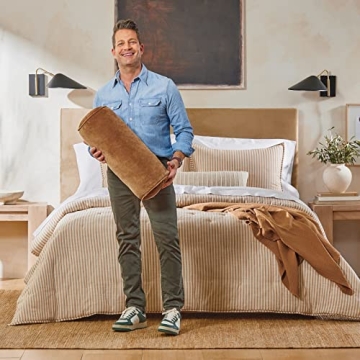 Luxurious Nate Berkus Velvet Bolster Pillow 7x20 Bronze