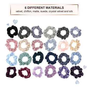 Waydress 24 Pack Multi-Material Hair Scrunchies