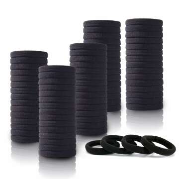 Black Hair Ties - 100PCS No Damage Elastic Bands