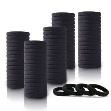 Black Hair Ties - 100PCS No Damage Elastic Bands