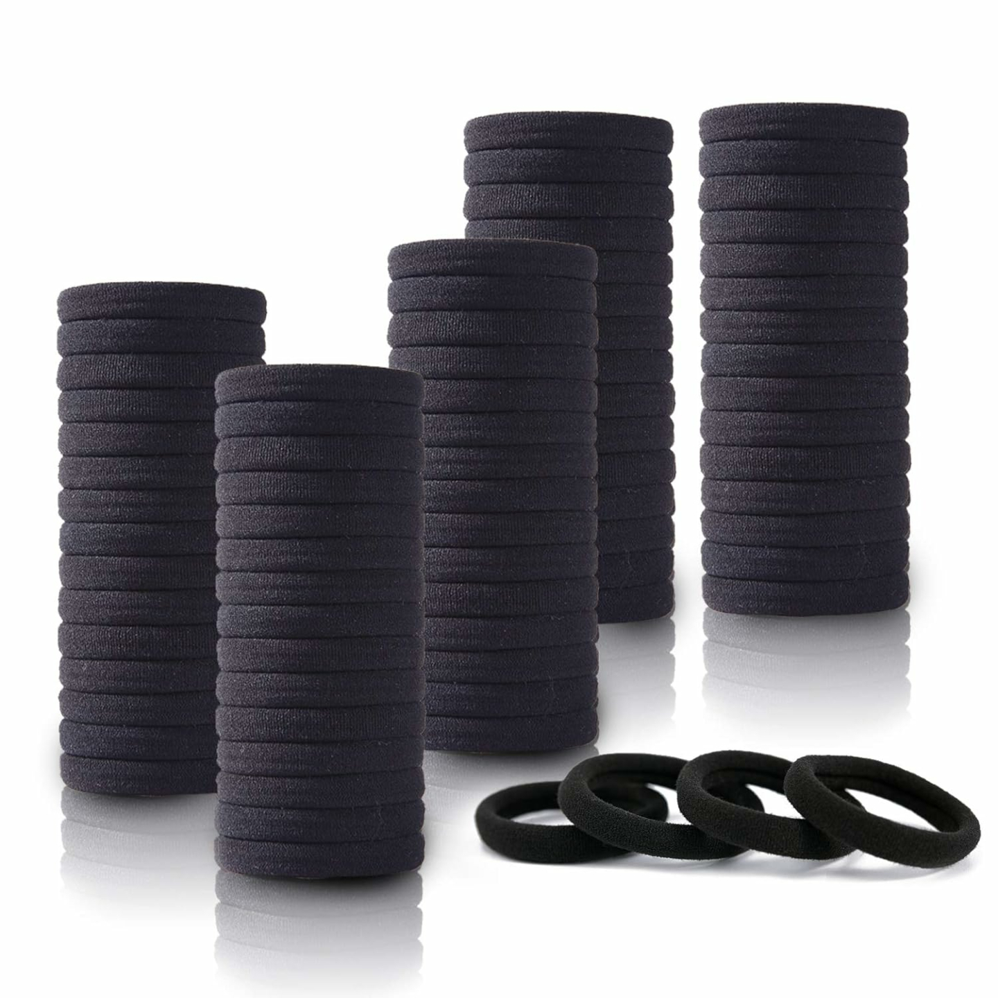 Black Hair Ties - 100PCS No Damage Elastic Bands