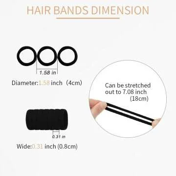 Black Hair Ties - 100PCS No Damage Elastic Bands