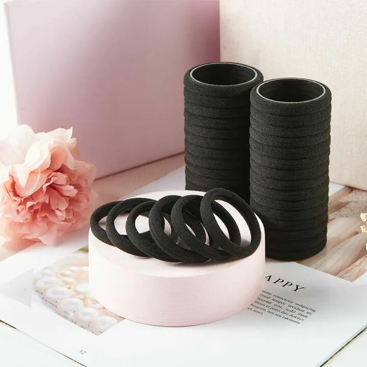 Black Hair Ties - 100PCS No Damage Elastic Bands