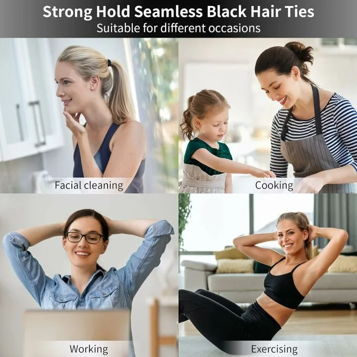 Black Hair Ties - 100PCS No Damage Elastic Bands