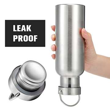 10 Pack 17oz Stainless Steel Sports Water Bottle Double Wall Insulated Bottle with Handle and Vacuum Seal Leakproof Lid for Cyclists Runners Hikers Beach Goers Picnics Camping Gift (Silver)