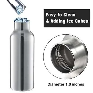 10 Pack 17oz Stainless Steel Sports Water Bottle Double Wall Insulated Bottle with Handle and Vacuum Seal Leakproof Lid for Cyclists Runners Hikers Beach Goers Picnics Camping Gift (Silver)