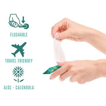 Flushable Travel Wipes - 180 Soothing Aloe Wipes