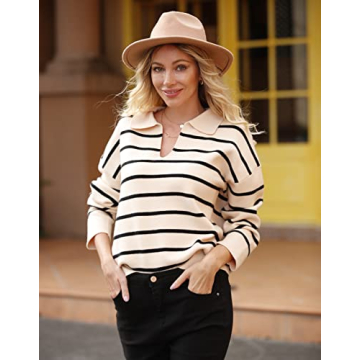 CFLONGE 2024 Fall Winter Women's Lightweight Striped Sweater