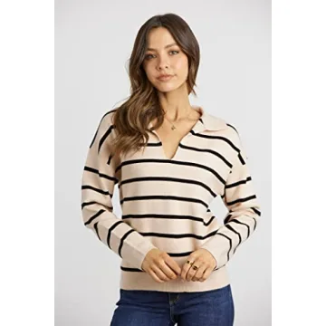 CFLONGE 2024 Fall Winter Women's Lightweight Striped Sweater