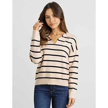CFLONGE 2024 Fall Winter Women's Lightweight Striped Sweater