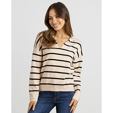 CFLONGE 2024 Fall Winter Women's Lightweight Striped Sweater