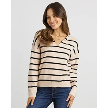 CFLONGE 2024 Fall Winter Women's Lightweight Striped Sweater