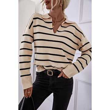 CFLONGE 2024 Fall Winter Women's Lightweight Striped Sweater
