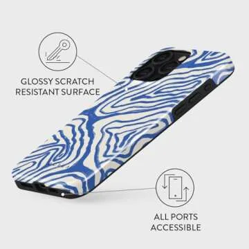 BURGA Phone Case for iPhone 15 Pro Max - Cute, Trendy, Aesthetic, Pattern Phone Cover, Hard Shell Protection - fits Apple iPhone 15 Pro Max Case for Women Men, Blue Ocean Waves