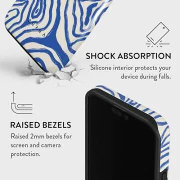 BURGA Phone Case for iPhone 15 Pro Max - Cute, Trendy, Aesthetic, Pattern Phone Cover, Hard Shell Protection - fits Apple iPhone 15 Pro Max Case for Women Men, Blue Ocean Waves