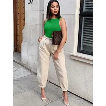 Stylish REORIA Sleeveless Halter Neck Bodysuit for Women