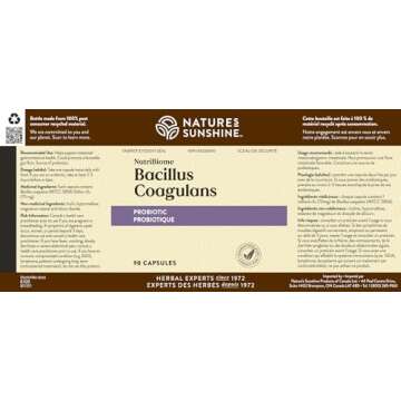 Nature's Sunshine Bacillus Coagulans Probiotics | 90 Capsules